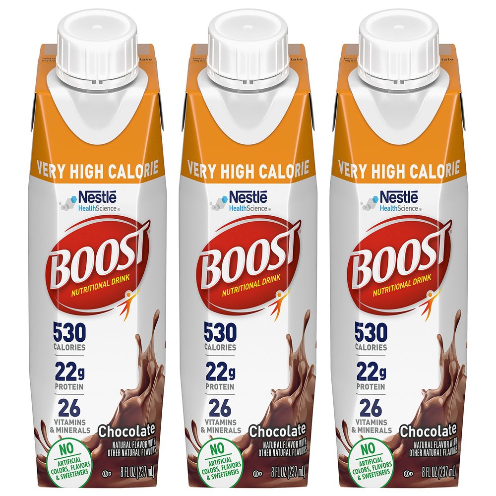 Boost Very High Calorie Nutritional Drink Very Vanilla, Made with Natural Chocolate Flavor & No Artificial Flavors, Colors & Sweeteners, 8 FL OZ (Pack of 3)