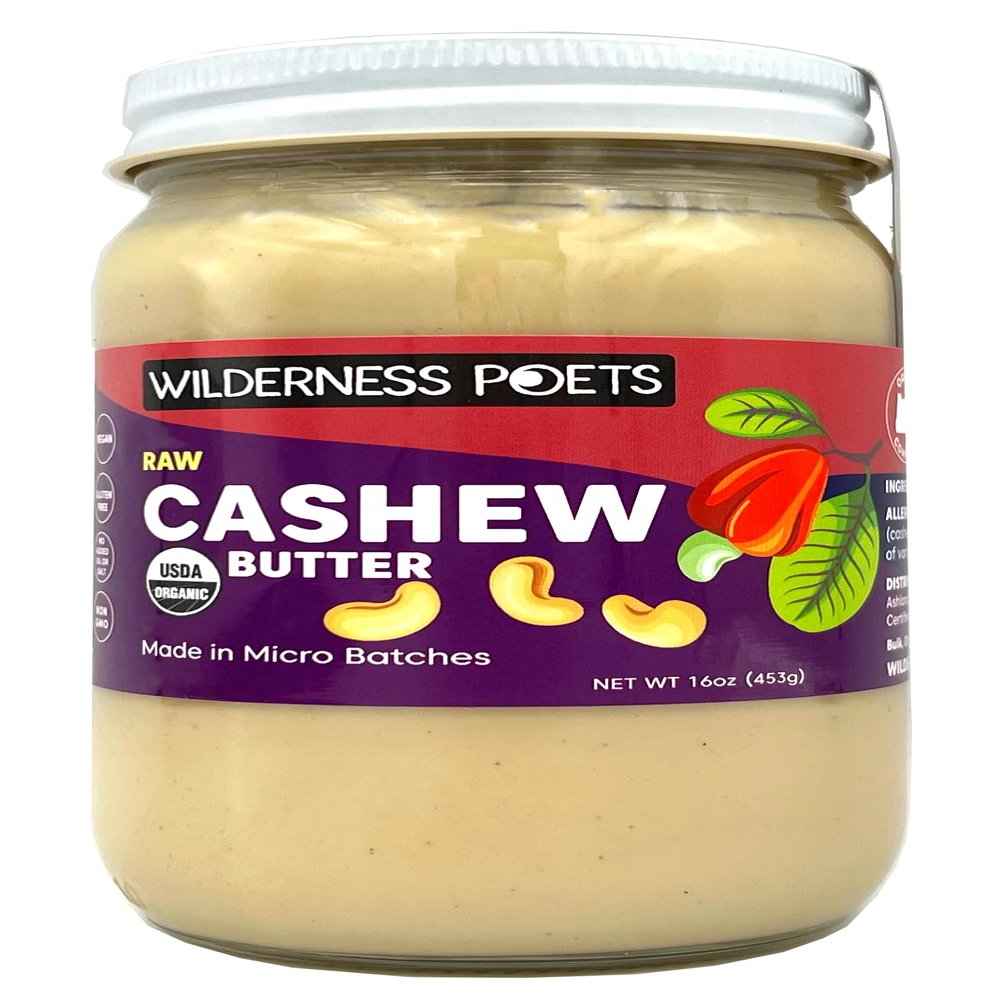 Wilderness Poets, Organic Cashew Butter - Raw, Vegan, Paleo, No Added Sugar - 16 Ounce (Pack of 1)