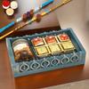 Ghasitaram Gifts Rakhi Gifts for Brothers Blue Wooden Tray with Assorted Bites and Mix Dryfruits Jar with 2 Blue Rudraksh Rakhis view 1