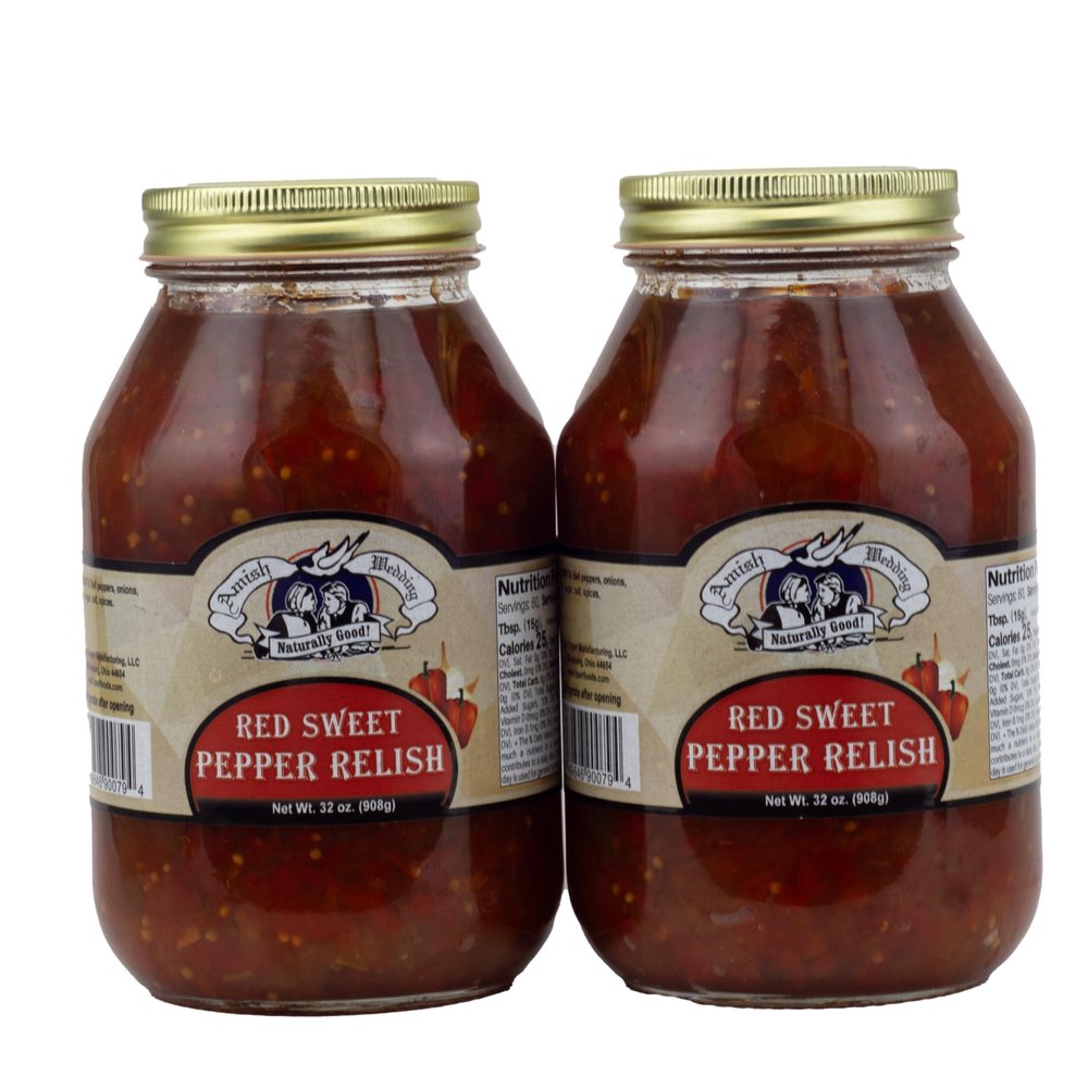 Amish Wedding Red Sweet Pepper Relish 32 Ounces (Pack of 2)
