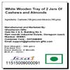 Ghasitaram Gifts Rakhi Gifts for Brothers White Wooden Tray of 2 Jars of Cashews and Almonds with 2 Green Beads Rakhis view 4