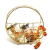 Ghasitaram Gifts Rakhi Gifts for Brothers Half Moon Metal Basket of Chocolate Almonds, Crunchy Cashews and Bhaiya Bhabhi Rakhis view 1