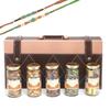 Ghasitaram Gifts Rakhi Gifts for Brothers Signature Wooden Box Wooden with 5 Assortments with 2 Green Beads Rakhis view 1