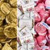 200pcs Personalized Wedding Candy Kit, Chocolate Party Favors for Guests, Candy Table Supplies (Custom Wrapped Miniatures, Kisses, Peanut Butter Cups) - Pink Floral view 2