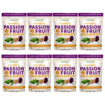 Wholeberry Naturally Delicious Dried Passion Fruit Rounds 8 oz x 8 Bags Maracuja Fruit Snacks Passion Fruit Pulp Sour & Sweet Less Seed, 64 oz