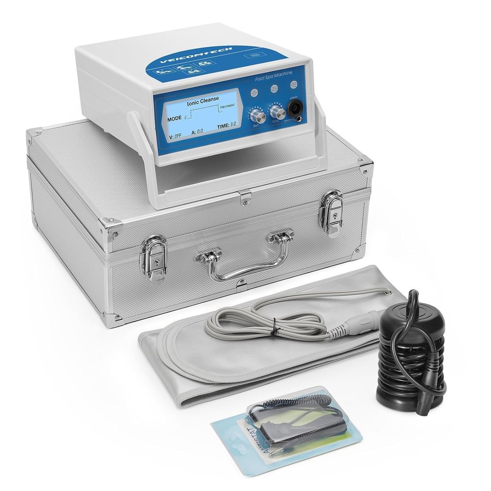 veicomtech Upgrade Ionic Foot Bath Detox Machine, 3 in1 Detox Foot SPA System with Wrist Strap, Far Infrared Waistbelt, Array and 2 Pads (Blue)