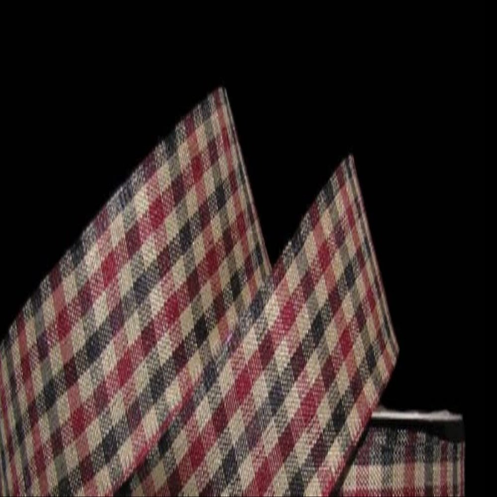1 Pcs 1 1/2"W Spool Gingham Wired Ribbon Red Black Beige Color 10 Yards, Ribbon for Gift Wrapping | #AA120RK