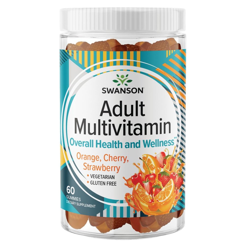 Swanson Mixed Fruit Multivitamin Adult Gummies - Daily Supplement Promoting Overall Health & Wellness - All Natural Formula to Help Support Healthy Growth & Development - (60 Gummies)