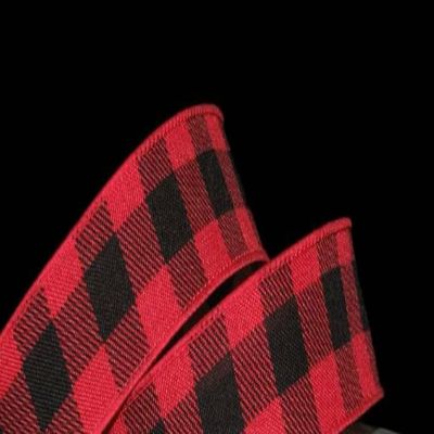1 Pcs 1 1/2"W Gingham Wired Ribbon Red Black Cabin Rustic Color 10 Yards, Ribbon for Gift Wrapping | #AA120RK
