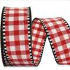 1 Pcs 1 1/2"W Spool Gingham Wired Ribbon Red Black White Color 10 Yards, Ribbon for Gift Wrapping | #AA120RK view 1