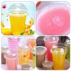 Hemoton 30sets Transparent Disposable Juice Cups Dome Lids Bubble Tea Beverage Cups for Cold Drinks for Parties and Events view 2