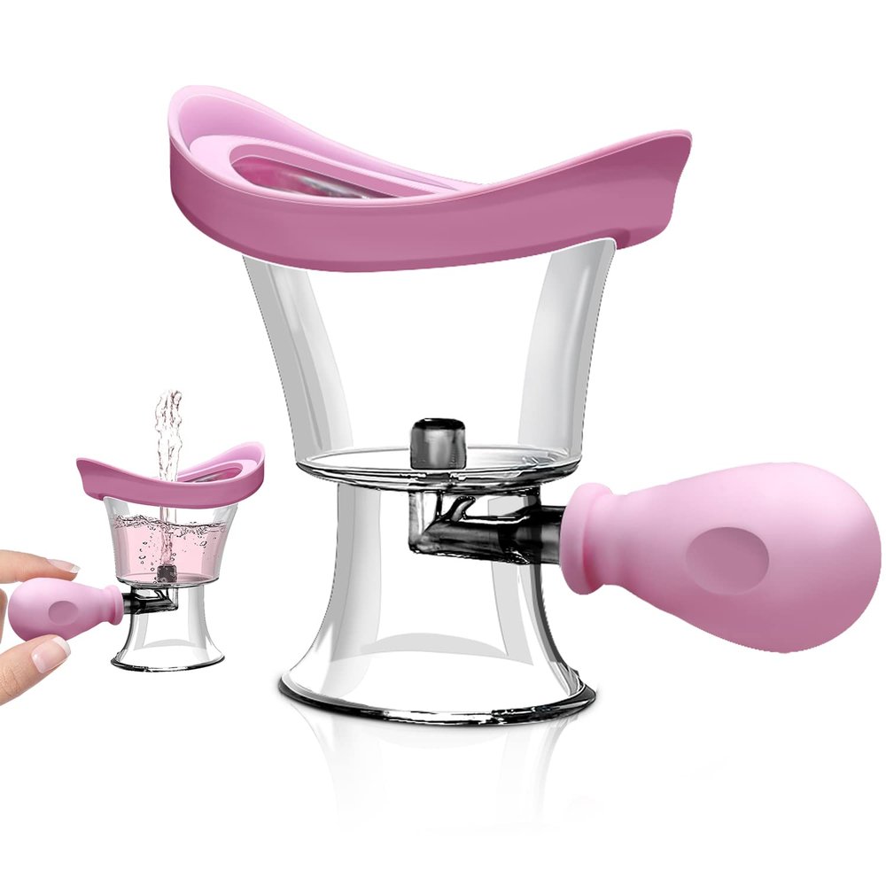 Abnaok Eye Wash Cup, Eye Wash Cleaner Kit Silicon Manual Air Pressure Tool Effective Rinse Clean Dust Makeup Irritants,Transparent with Storage Container