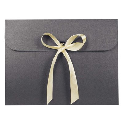 10PCS Gift Envelopes Birthday Gift Card Paper Bags Bulk Party Favor Bags Cardboard Present Envelopes Scarf Wrapping Bags with Ribbon Bowknot for Wedding Invitation Business Card (Black)