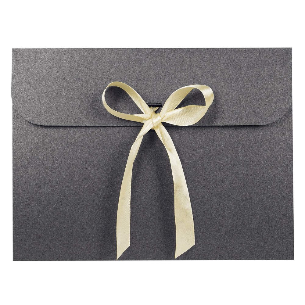 10PCS Gift Envelopes Birthday Gift Card Paper Bags Bulk Party Favor Bags Cardboard Present Envelopes Scarf Wrapping Bags with Ribbon Bowknot for Wedding Invitation Business Card (Black)