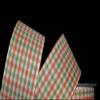 1 Pcs 2 1/2"W Gingham Wired Ribbon Orange Green Ivory Color 10 Yards, Ribbon for Gift Wrapping | #AA120RK view 1