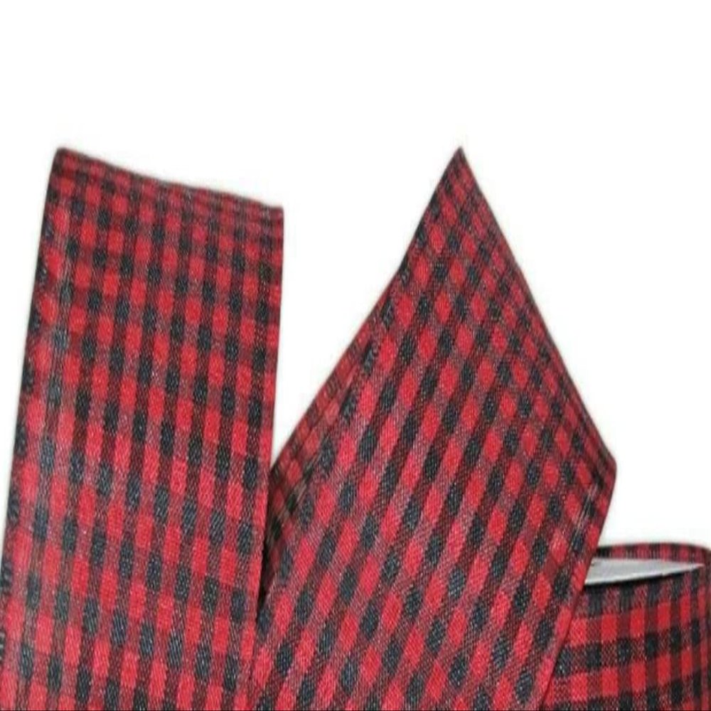 1 Pcs 2 1/2"W Gingham Wired Ribbon Red Black Color 10 Yards, Ribbon for Gift Wrapping | #AA120RK
