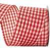 1 Pcs 2 1/2"W Spool Gingham Wired Ribbon Red White Color 10 Yards, Ribbon for Gift Wrapping | #AA120RK view 1