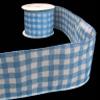 1 Pcs 2 1/2"W Spool Gingham Sheer Wired Ribbon Blue White Color 10 Yards, Ribbon for Gift Wrapping | #AA120RK view 1