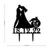 Beach Mr & Mrs Wedding Anniversary Cake Toppers Silhouette Acrylic Black With Dog Cat Mr & Mrs Silhouette Cake Toppers Customize Name Est Date For Wedding Anniversary Cake Decorations Engagement Gift view 4
