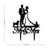 Bride And Groom Cake Toppers With Dog Cat Mr & Mrs Cake Toppers Silhouette Retro Personalized Couple Names Wedding Est Date For Wedding Engagement Party Decorations Bridal Shower Gifts Acrylic Black view 4