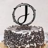 Acrylic Black Letter J Cake Topper Initial Name Flower Greenery For Wedding Anniversary Party Favors Floral Wreath Reusable Romantic Birthday Gifts For Men Women view 1
