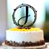 Acrylic Black Letter J Cake Topper Initial Name Flower Greenery For Wedding Anniversary Party Favors Floral Wreath Reusable Romantic Birthday Gifts For Men Women view 2