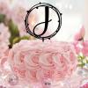 Acrylic Black Letter J Cake Topper Initial Name Flower Greenery For Wedding Anniversary Party Favors Floral Wreath Reusable Romantic Birthday Gifts For Men Women view 3
