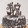 All You Need Is Love Bride And Groom Cake Toppers Mr & Mrs Wedding Cake Toppers Silhouette Romance Custom For Wedding Anniversary Party Supplies Engagement Gifts For Couple Wood view 1