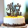 All You Need Is Love Bride And Groom Cake Toppers Mr & Mrs Wedding Cake Toppers Silhouette Romance Custom For Wedding Anniversary Party Supplies Engagement Gifts For Couple Wood view 2