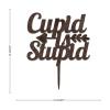 Cupid Is Stupid Funny Mr & Mrs Wedding Anniversary Cake Toppers Silhouette Mr & Mrs Silhouette Cake Topper Custom For Wedding Anniversary Cake Decorations Engagement Gifts For Couple Wood view 4