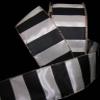 1 Pcs 2 1/2"W Gold Edge Wired Ribbon Black Ivory Striped 5 Yards, Ribbon for Gift Wrapping | #AA120RK view 1