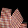 1 Pcs 2 1/2"W Gingham Wired Ribbon Orange Red Ivory Color 10 Yards, Ribbon for Gift Wrapping | #AA120RK view 1