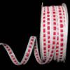 1 Pcs 3/8"W Woven Stitch Ribbon White Red Color 5 Yards, Ribbon for Gift Wrapping | #AA120RK view 1