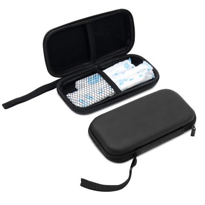 Tuciyke Tampon Storage Bag,2 Pack Black Tampon Holder Bag with Zipper 6.3x3.3x1.2 inches Small Pouch for Feminine Products Portable Period Bags for Women,Ladies