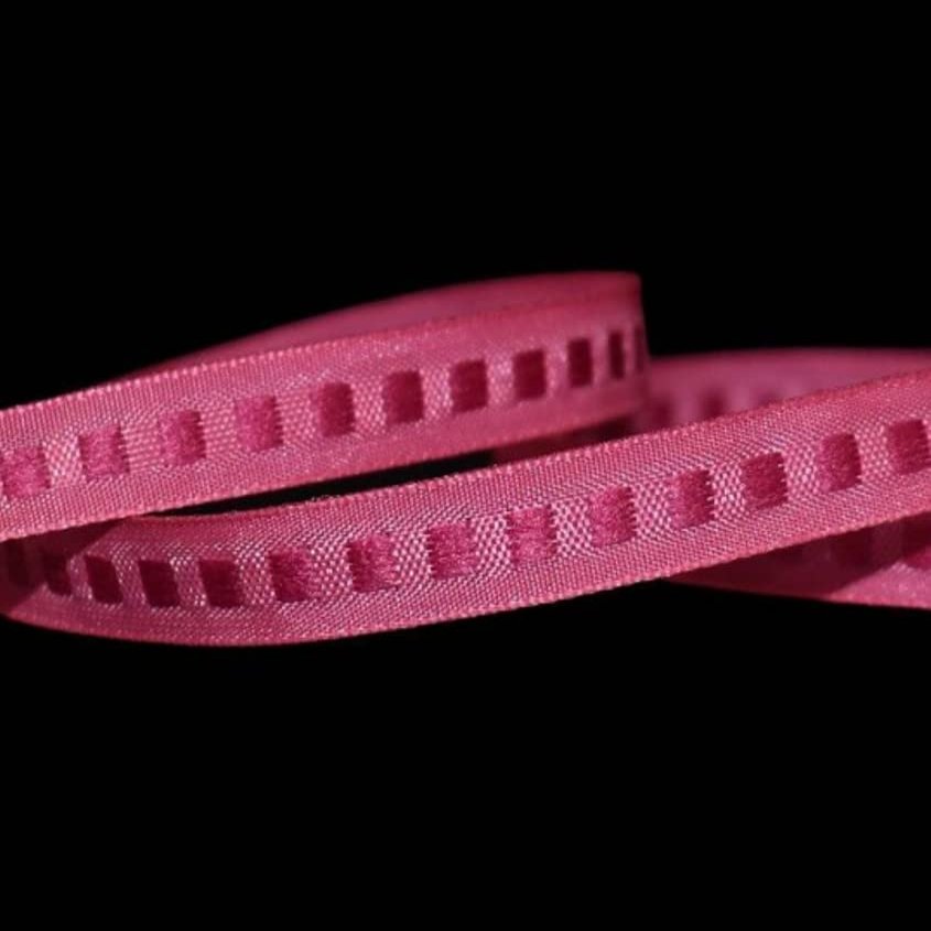 1 Pcs 3/8"W Woven Stitch Ribbon Pink Dark Pink Color 5 Yards, Ribbon for Gift Wrapping | #AA120RK