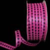 1 Pcs 3/8"W Woven Stitch Ribbon Fushia Pink Black Color 5 Yards, Ribbon for Gift Wrapping | #AA120RK view 1