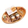 Ghasitaram Gifts Rakhi Gifts for Brothers Chip n Dip Platter with Besan Barfi, Dryfruits, Roli Chawal Thali and Bhaiya Bhabhi Rakhis view 1