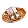 Ghasitaram Gifts Rakhi Gifts for Brothers Chip n Dip Platter with Kaju Katlis, Dryfruits, Roli Chawal Thali and Bhaiya Bhabhi Rakhis view 1