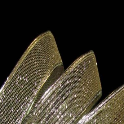 1 Pcs 1 1/2"W Wired Ribbon Gold Glitter Grid Mesh Web Net Netting 5 Yards, Ribbon for Gift Wrapping | #AA120RK