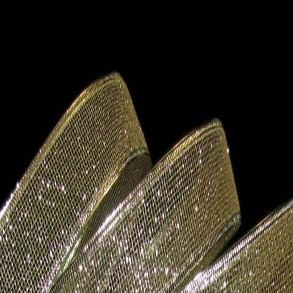 1 Pcs 1 1/2"W Wired Ribbon Gold Glitter Grid Mesh Web Net Netting 5 Yards, Ribbon for Gift Wrapping | #AA120RK