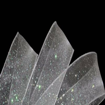 1 Pcs 1 1/2"W Sheer Wired Ribbon Iridescent Glitter White 5 Yards, Ribbon for Gift Wrapping | #AA120RK