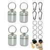 4 Pieces keychain pill holder,Waterproof Seal Small Pill Box Mountaineering Keychain Portable Aluminum Alloy Pill Container Portable Coin Storage earplug case (Silver) view 1