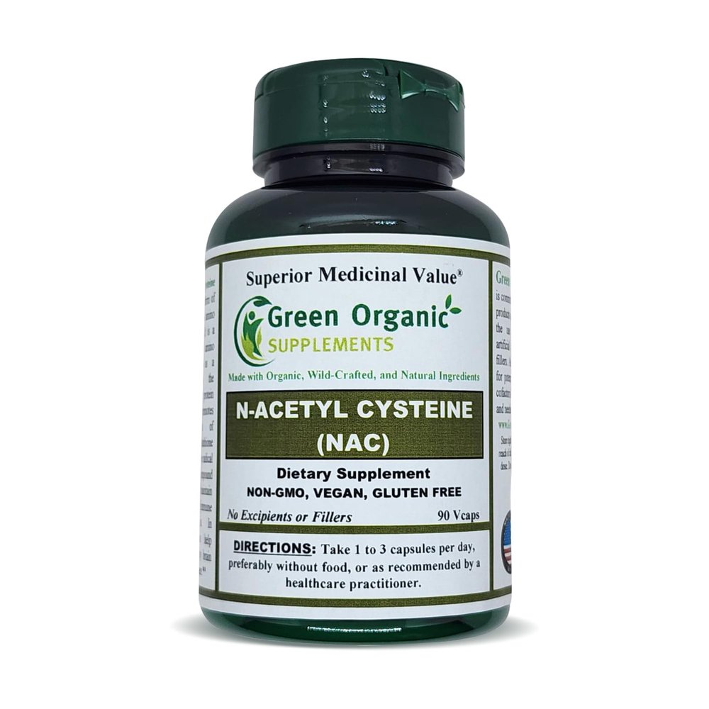 Green Organic Supplements' N-Acetyl Cysteine (NAC), 90 VCaps, High Absorbable, Non-GMO, Gluten-Free | Balance Immune System and Supports Health (Pack of 1)