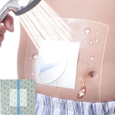 Waterproof Dialysis Catheter Shower Protector, with Non Stick Central Pad, Shower Cover for Chest Port Site Shield Large Bandages Feeding Tube G Tube Accesorries(8"x8"+Pad, Pack of 25)