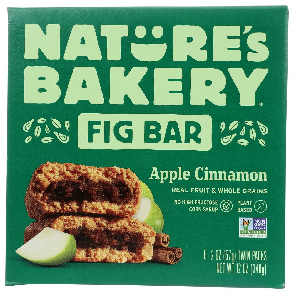 Nature's Bakery Whole Wheat Fig Bars, Apple Cinnamon, Real Fruit, Vegan, Non-GMO, Snack Bar, 12 Oz (Pack of 6)
