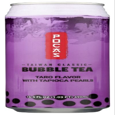 Pocas Taiwan Classic Bubble Tea with Tapioca Pearls, Taro, 16.5 Fluid Ounce (Pack of 24)
