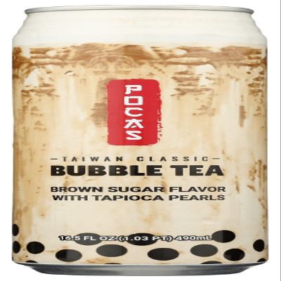 Pocas Taiwan Classic Bubble Tea with Tapioca Pearls, Brown Sugar, 16.5 Fluid Ounce (Pack of 24)