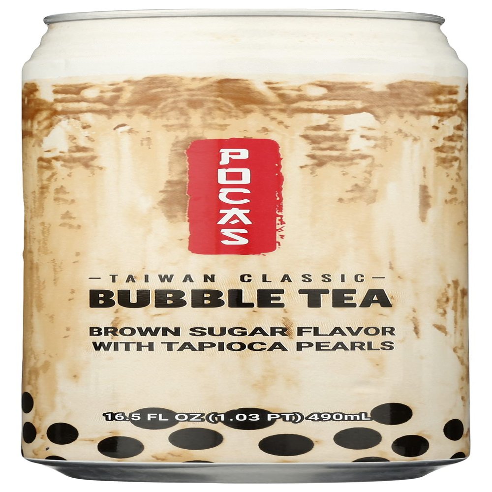 Pocas Taiwan Classic Bubble Tea with Tapioca Pearls, Brown Sugar, 16.5 Fluid Ounce (Pack of 24)