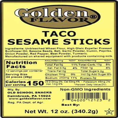 Golden Flavor - Taco Sesame Sticks - 12 oz bags (12 Pack)