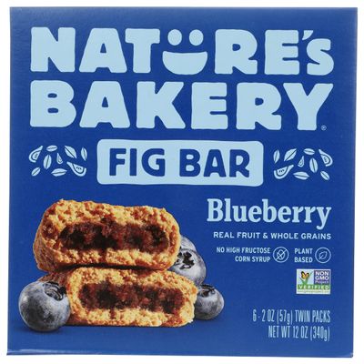 Nature's Bakery Whole Wheat Fig Bars, Blueberry, Real Fruit, Vegan, Non-GMO, Snack Bar, 12 Oz (Pack of 6)